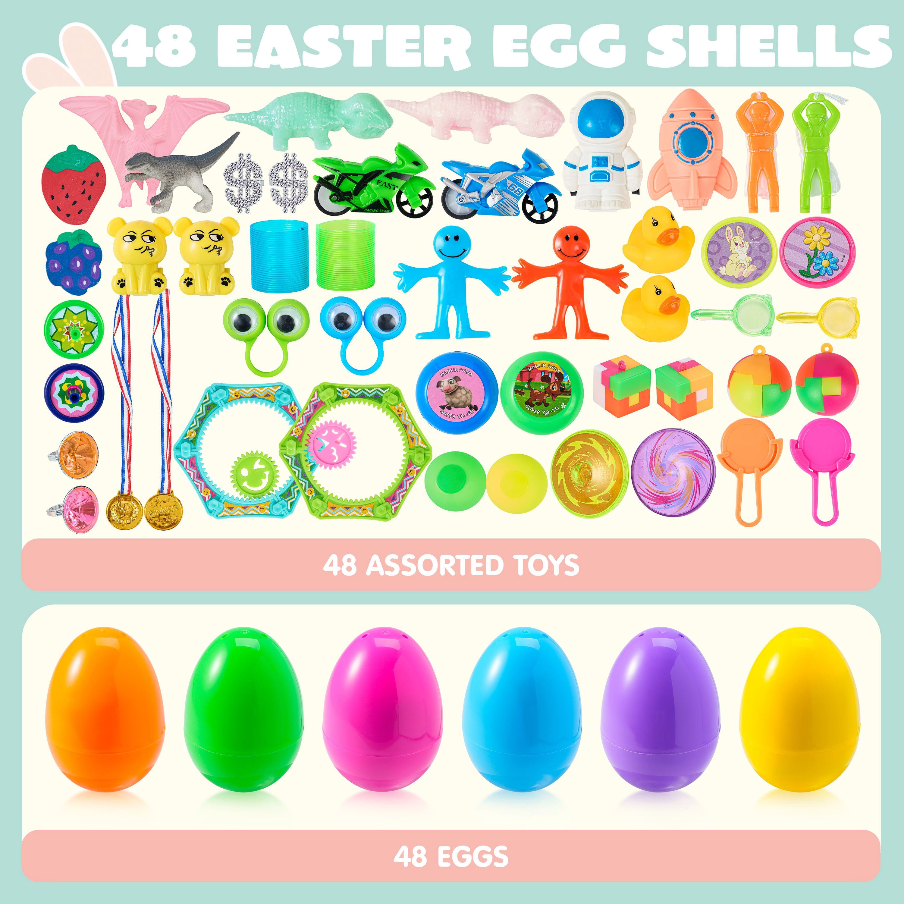 Joyfy 48 Packs Prefilled Easter Egg,Easter Egg with Toys Inside,Easter Basket Stuffers for Kids Easter Basket Classroom Exchange Toddler Boys Girls