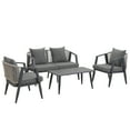 thumbnail image 4 of Harper & Bright Designs 4 Pieces Outdoor Patio Conversation Set, Iron Outdoor Seating Set with Loveseat Sofa, Coffee Table and 2 Chairs for Backyard Garden Balcony, Gray, 4 of 12