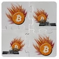 thumbnail image 1 of Bitcoin Comets Smashing the Federal Reserve 4pc Puzzle Coaster Set, 1 of 1