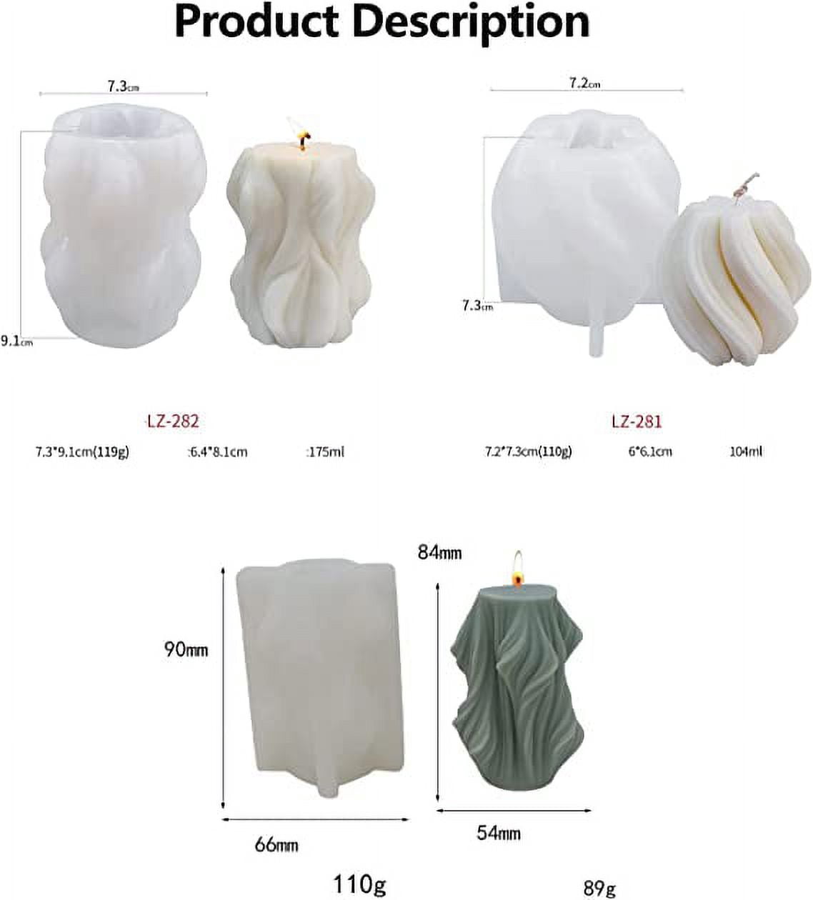 Zhuge Wave Rotation Candle Mold, 3 Pack Twist Candle Mold, Geometric Irregular Silicone Mold for Home Decoration, Candle Mold for Fondant Cake, Chocolate, Soap, Candy