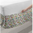 thumbnail image 2 of Doodle Bed Skirt, Chaotic Composition of Various Objects Fruit Cactus Bunny TV Glasses Egg Umbrella, Elastic Bedskirt Dust Ruffle Wrap Around for Bedding Decor, 4 Sizes, Multicolor, by Ambesonne, 2 of 2