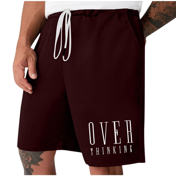 Mens Casual Shorts Lace-Up Elástico Cintura Bolsillo Ejercicio Fitness Hogar Pantalones de Media Longitud para Diario