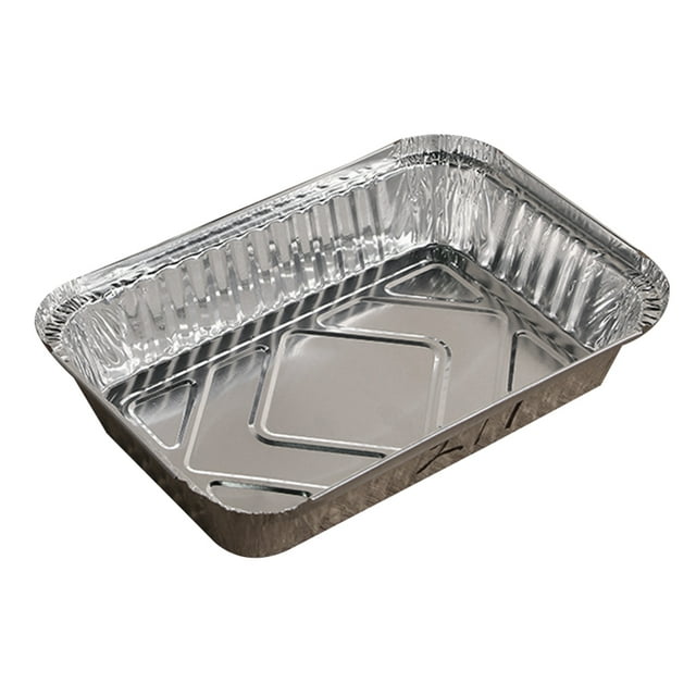 pitrice Lot de 10 Moules en Aluminium Accessoires Ménagers Grande Capacité Récipient Alimentaire Rectangulaire Plaque de Cuisson Usage Unique 570ml Sans Couvercle