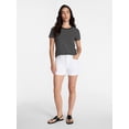 thumbnail image 3 of Time and Tru Women's Mid Rise Roll Cuff Denim Shorts, 4" Inseam, Sizes 0-20, 3 of 6