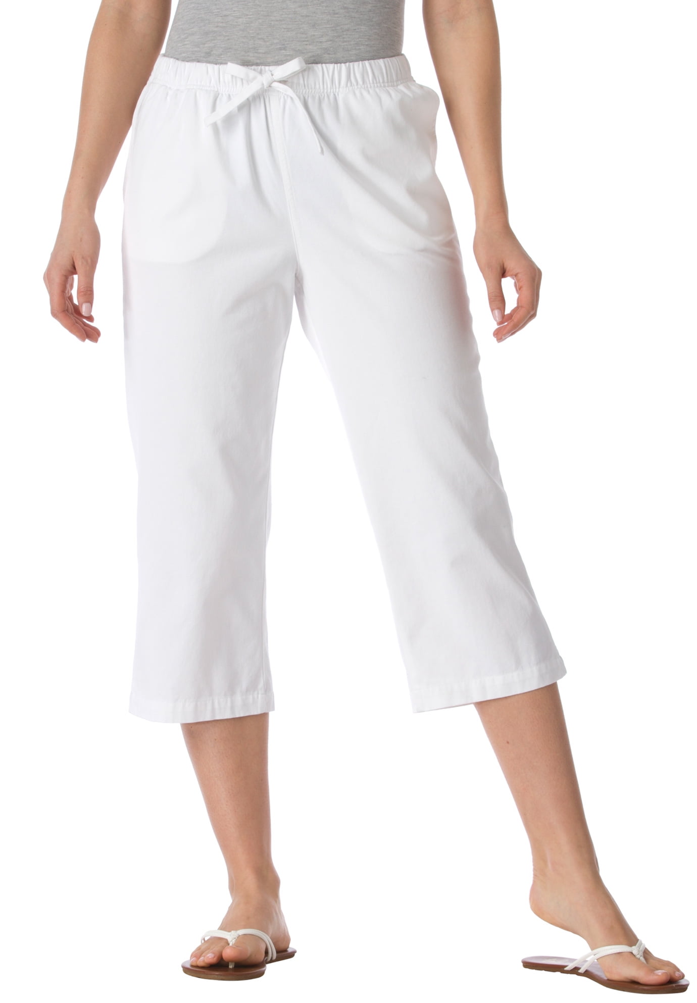 Woman Within Women's Plus Size Drawstring Denim Capri Pants - Walmart.com