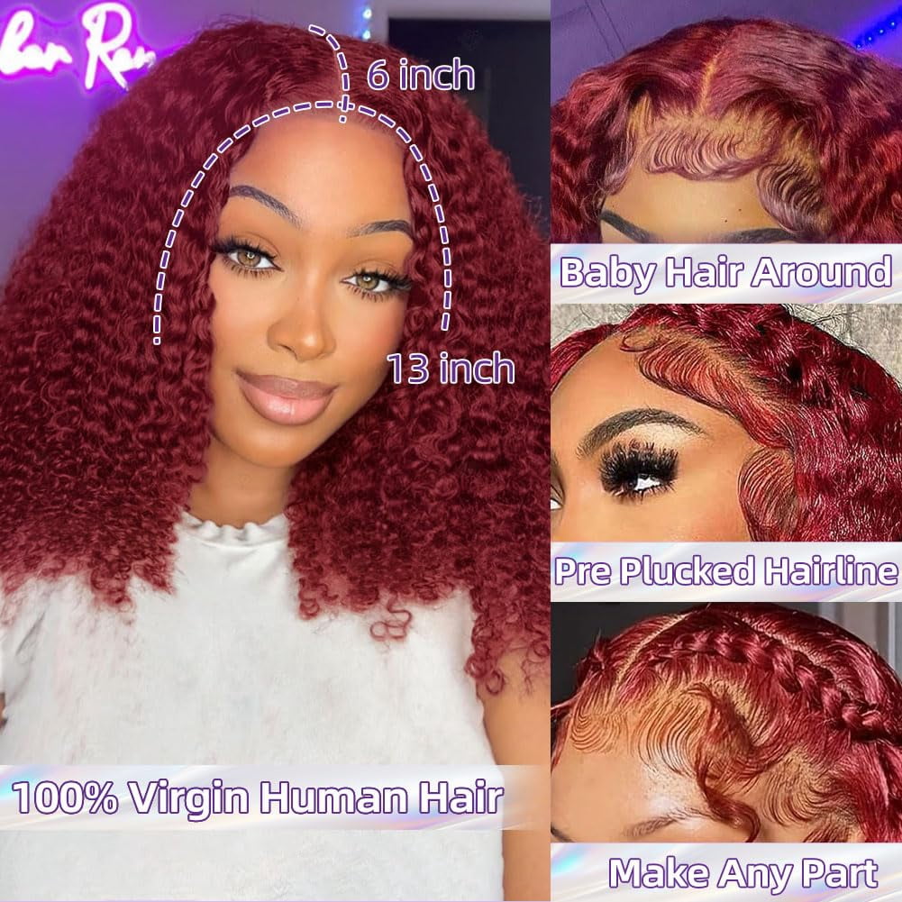 Curly Bob Wig Synthetic Wig Deep Wave 13x6 HD Lace Front Wigs For Black Women Hair Pre Plucked Wear And Go Glueless Short Wet And Wavy Chocolate Brown 12 Inch