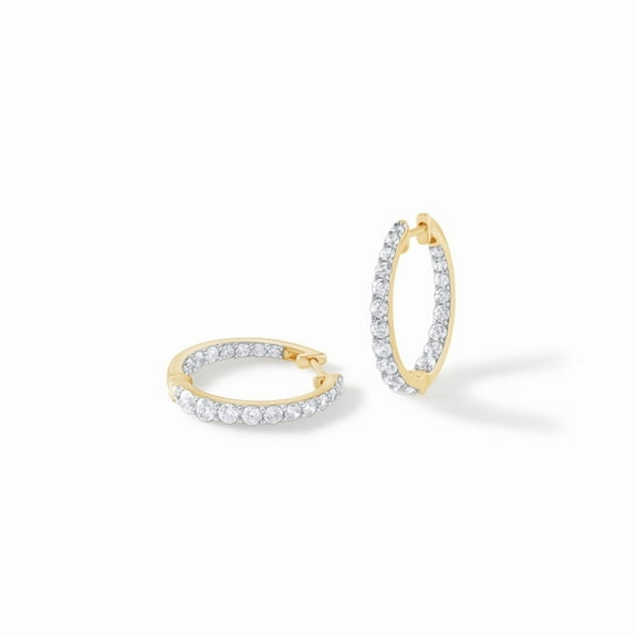 Lab Diamond Women's Hoop Earrings 1.7Ct Real 14K Yellow Gold
