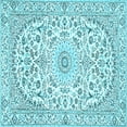 thumbnail image 1 of Ahgly Company Indoor Square Medallion Light Blue Traditional Area Rugs, 6' Square, 1 of 4