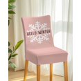 thumbnail image 2 of Stretch Chair Covers Set of 4, Winter Christmas White Snowflake Universal Fit Elastic Decorative Dining Chairs Slipcovers for Wedding, Banquet, Snow Quote on Blue, 2 of 6