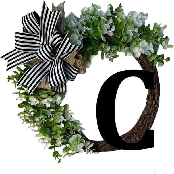 Guirnaldas de 26 letras, guirnalda decorativa para colgar en la puerta, decoración del hogar, letras con lazo, colgante de nudo, anillo de ratán, decoración de pared, decoración de ventana, colgante d
