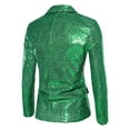 thumbnail image 3 of Yaoyar Men Shiny Sequin Blazer Jacket Stylish One Button Tuxedo Suit Jackets for Dance Party Dinner Prom Green XL, 3 of 8