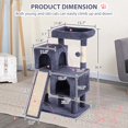 thumbnail image 3 of CL.HPAHKL 36 In Short Sturdy Cat Tree House, Modern Cat Tower Scratching Post with Soft Plush Perch Kittens Condo with Board and Hanging Ball Cat Cave Beds for Indoor Cats, Dark Grey, 3 of 7