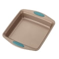 thumbnail image 5 of Rachael Ray Cucina 9 inch Nonstick Bakeware Square Cake Pan, Latte Brown with Agave Blue Handles, 5 of 8