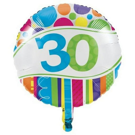 Bright And Bold 30th Birthday Mylar Balloon, each