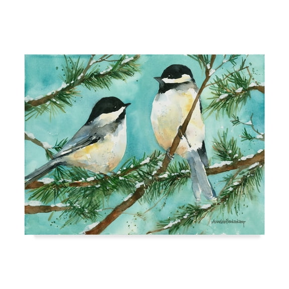 Trademark Fine Art 'Chickadee Chat' Canvas Art by Annelein Beukenkamp