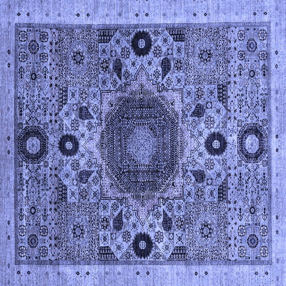 Ahgly Company Indoor Square Abstract Blue Modern Area Rugs, 7' Square