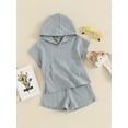 thumbnail image 3 of Bagilaanoe 2pcs Toddler Baby Boy Girl Shorts Set Short Sleeve Hooded  Tops + Shorts 6M 12M 18M 24M 3T 4T Kids Casual Summer Clothes, 3 of 7