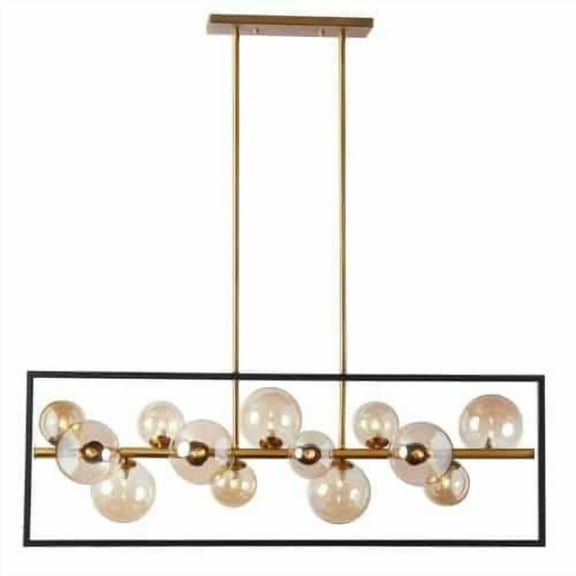 Dainolite 13 Light Pendant, Matte Black & Vintage Bronze