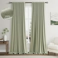 thumbnail image 1 of ASWZXCFGV Green Linen Blackout Curtains 84 Inch Length 2 Panels Set for Bedroom Back Tab Neutral Pleated Look Living Room Darkening Curtains Track System Thermal Insulated Black Out Drape, 1 of 6