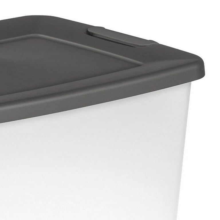 Sterilite 50 Qt ShelfTote, Stackable Storage Bin with Latching Lid, Plastic  Container to Organize Closet Shelves, Clear Base and Gray Lid, 18-Pack