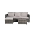 thumbnail image 3 of 2 Pieces Patio Furniture Set Outdoor Woven Sectional L-Shaped Wicker Conversation Set with Ottoman and Detachable Lounger Table for Backyard Poolside, 3 of 7