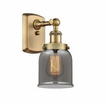 916-1W-BB-G53 Innovations Lighting Bell - 1 Light Wall Sconce In Industrial Style-12 Inches Tall and 5 Inches Wide-Brushed Brass Finish-Light Smoke