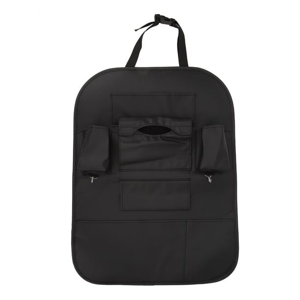 Bolsa organizadora de respaldo, 47x63,5 cm, cuero PU, negro, asiento trasero de coche, bolsa de almacenamiento de bolsillo, alfombrillas para patadas Jadeshay A