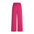 thumbnail image 5 of Nmnitkp Dress Pants Women Business Straight Leg Dress Pants Elastic Waist Zipper Closure Work Trousers with Pockets Hot Pink,L, 5 of 7