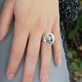 thumbnail image 2 of Persian Kitten Cat Black White Silver Plated Adjustable Novelty Ring, 2 of 4