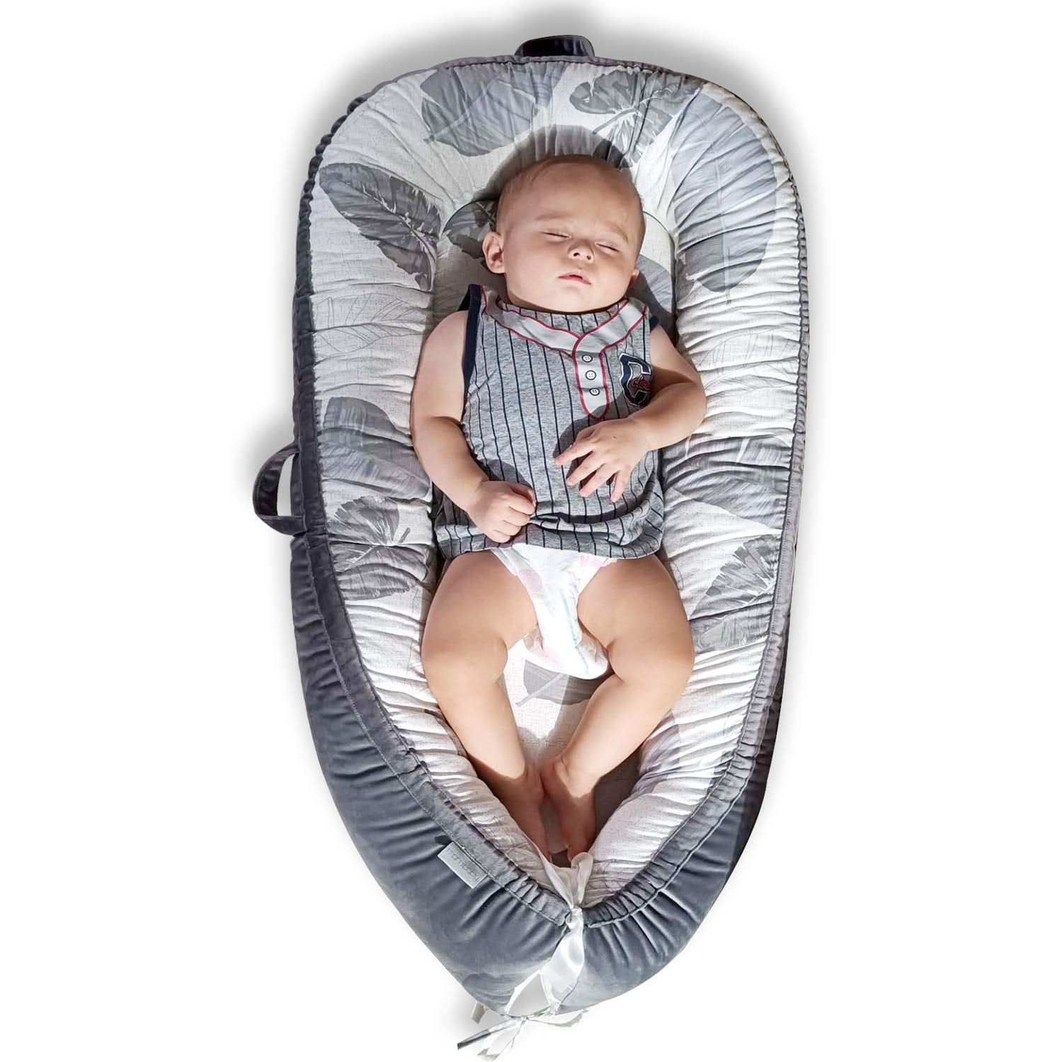 Baby Lounger for Bed Portable Baby Nest for Newborn Baby 0-3 Years Old Gray
