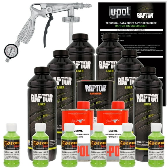 Raptor Lime Green Urethane Spray-On Truck Bed Liner Spray Gun, 6 Liters