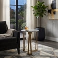thumbnail image 3 of Round End Table with Marble Top and Metal Base for Living Room or Bedroom Decor - Small Side Table for Small Room Spaces - Decorative Night Stand for Bedside Drink Table - 22", Ivory & Gray, 3 of 12