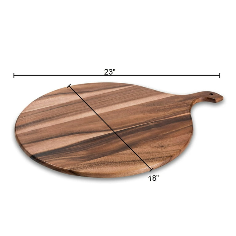 Extra Large Round Acacia Wood Cutting Board, Natural Wood