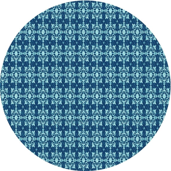 Ahgly Company Indoor Round Patterned Blueberry Blue Area Rugs, 4' Round