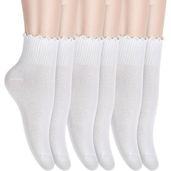 Zkca 3 Pairs Ruffle Socks Woman Frilly Ankle Socks Women Lettuce Socks Mary Jane Socks Short Ruffle Socks Super Soft Breathable Cool Frilly Socks Soft Cotton Knit Lettuce Low Cut Frilly A417