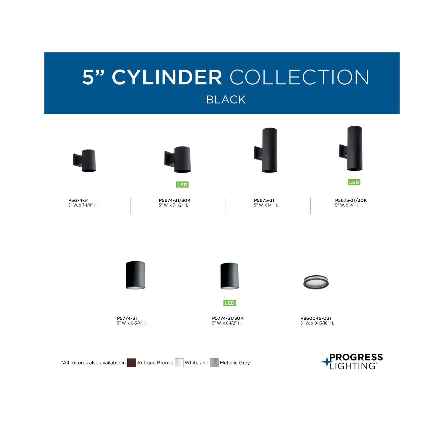 5" Black Outdoor Wall Cylinder