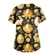 thumbnail image 4 of Easter Scrub Shirts for Women Short Sleeve Bunny Eggs Print V-Neck T-Shirts Cute Trendy Nurse Tops with Pocket, #01 Black, L, 4 of 4