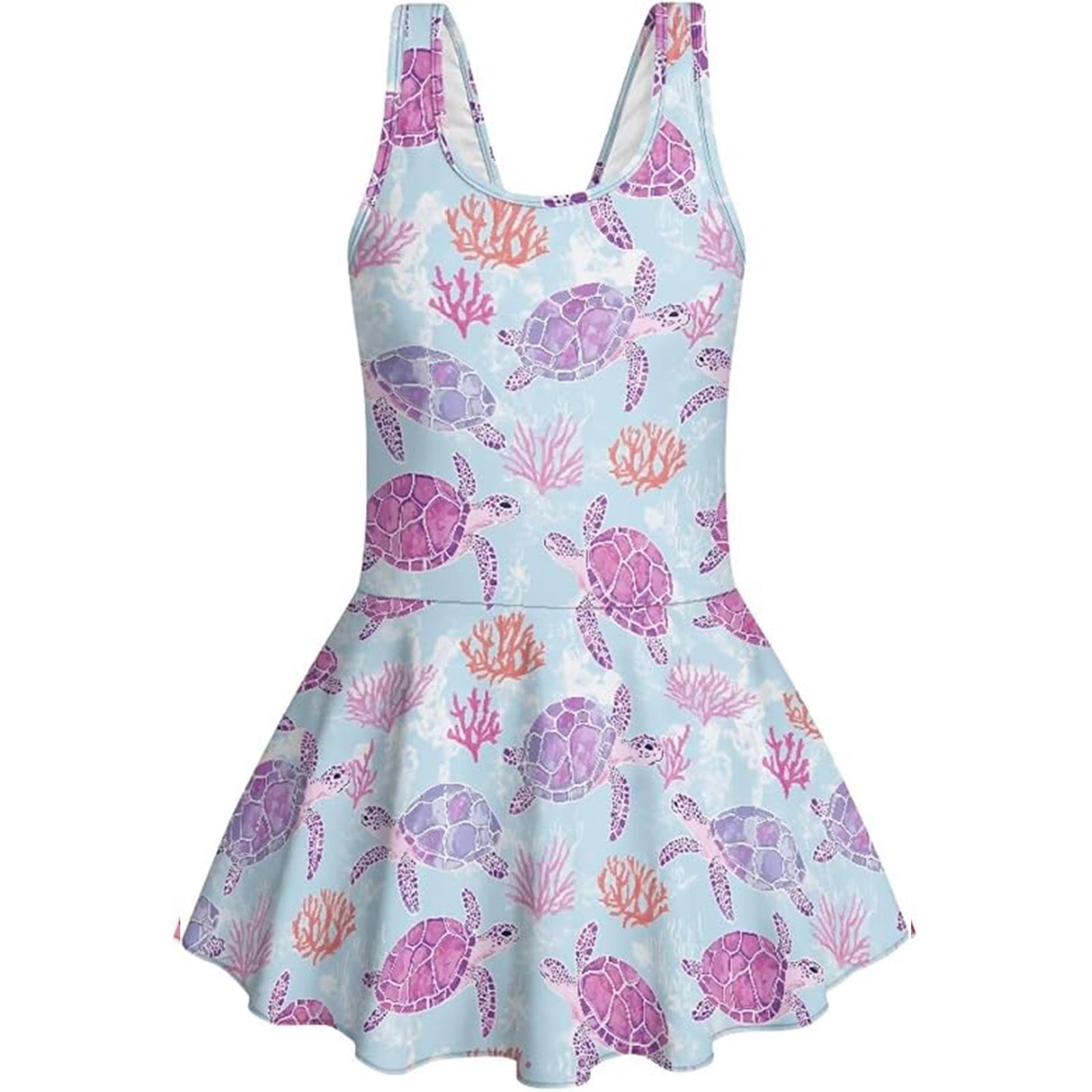 Weebloom One Piece Swimsuit Toddler Girls Stylish Strappy Swim Dress For Playful Print Swimwear And Play Bathing Suit Swimming Suit For Girls Light Blue 4Y