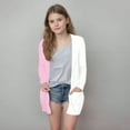 thumbnail image 2 of MKOSPLRT Cardigans d'Automne Enfants Filles à devant Ouvert Longs Cardigans à Blocs de Couleur Veste Légère Cardigan en Coton à Manches Longues avec Poche, 2 of 7
