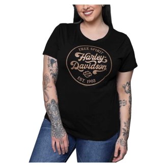 Harley-Davidson Women's Short Sleeve T-Shirt – Open Bar & Shield Logo, Soft V-Neck Tee 3 thumbnail image