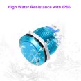 thumbnail image 5 of 1 Pcs 19mm Push Button Switch, IP66 1NO 0-250V 5A Momentary Latching Push Button Starter Light on Off Switch Self-reset, Aluminum Alloy Flat Head Blue, 5 of 7