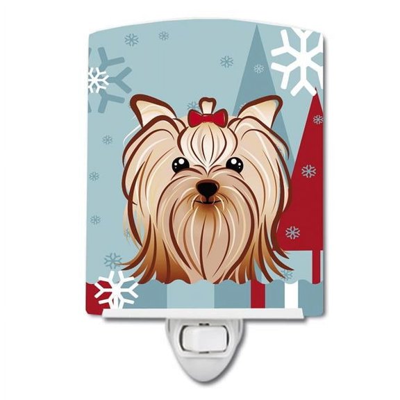 Winter Holiday Yorkie Yorkishire Terrier Ceramic Night Light