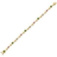 thumbnail image 2 of Gem Stone King 18K Yellow Gold Plated Silver Green Tourmaline and Pink and White Lab Grown Diamond Bracelet for Women (2.27 Cttw, Gemstone October Birthstone, Round 4MM, 7.5 inch), 2 of 6
