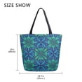 thumbnail image 5 of Open Top Canvas Tote Bag with Zipper Reusable Shopping Bag 13.5x15" Roomy Carryall Elegant Blue Traditional Patterns, 5 of 9