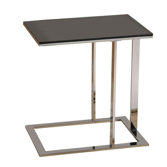 Table d'appoint de mi-siècle en métal et verre – chrome et noir