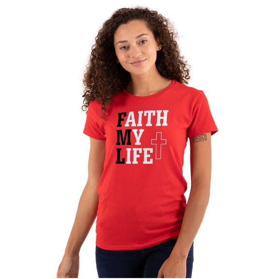 Faith Life Religious Jesus Christ God Womens Slim Fit Graphic Tee Brisco Brands S