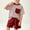 Red, variant on Boys Summer Outfits Set- Summer Lightweight Striped Short Sleeve Tee Casual Shorts Cute 2Pcs Outfits Black Size 5