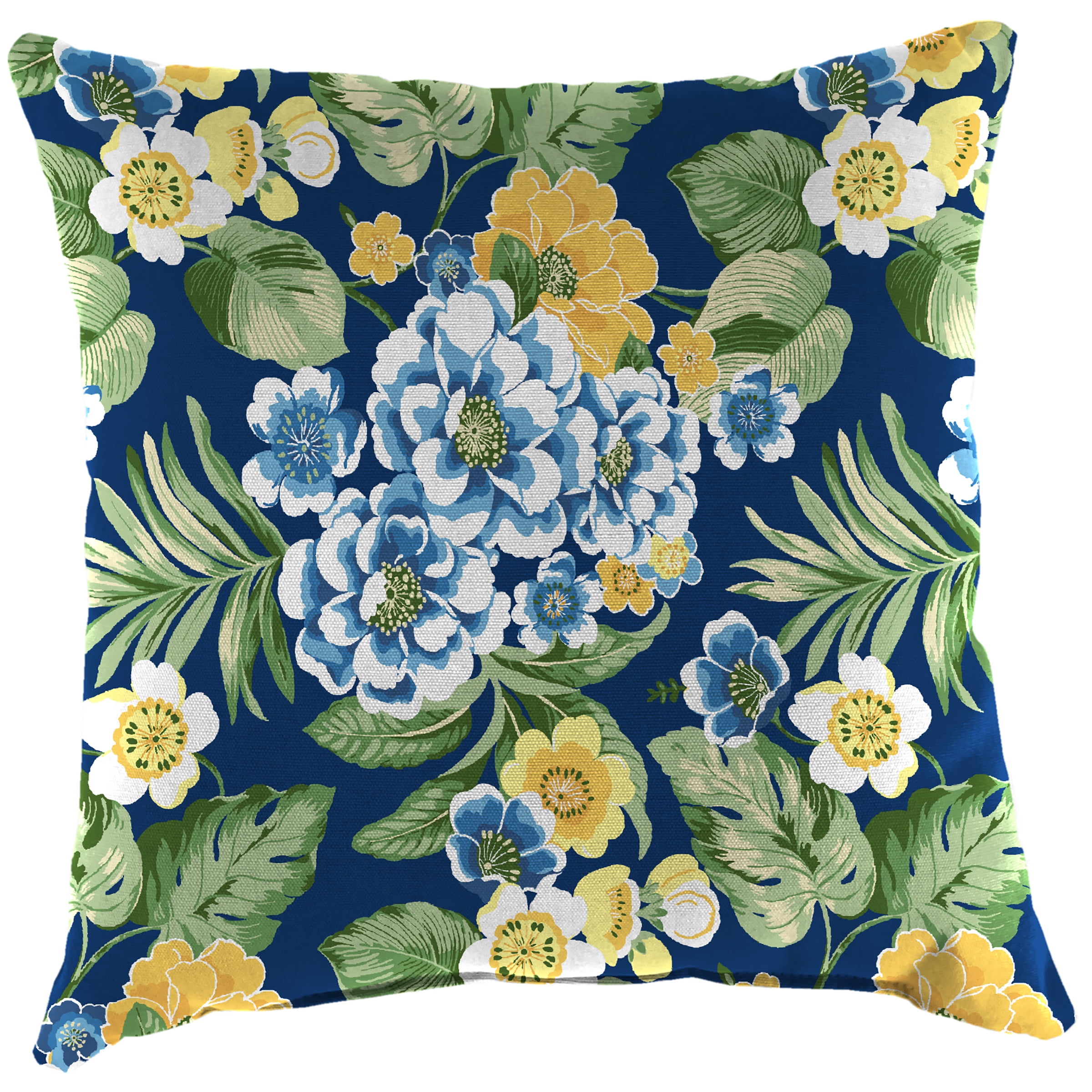 Jordan Manufacturing 18" x 18" Binessa Lapis Blue Floral Square Outdoor Throw Pillow (2 Pack)
