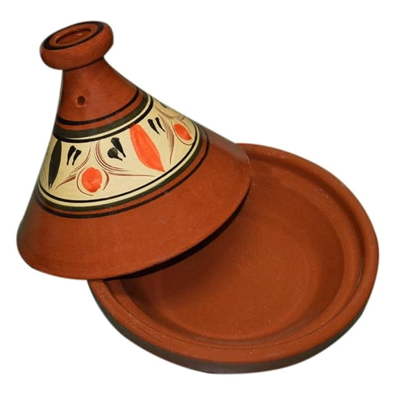 Moroccan Cooking Tagine, Traditional, Handmade, 10 Inch Diameter, Red, Clay, Round, With Lid