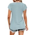 thumbnail image 3 of Tops de verano para mujer, camisa informal de Color puro con cuello en V y mangas de pétalos recortadas de Jacquard para fiesta, oficina y compras, 3 of 5